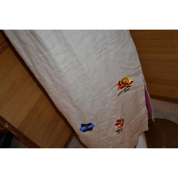 Vintage Dress Boho Shift Embroidered on Khaki Designer Trend - Picture 3 of 7